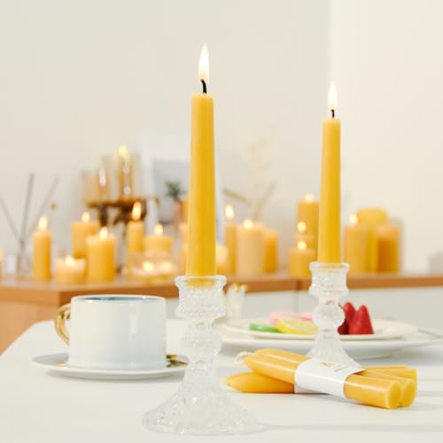 AGLARY 4-Pack 6" Pure Beeswax Spell Candles, Natural Yellow Ritual Tapers