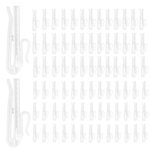 Adjustable Pinch Pleat Curtain Hooks - 2.75-Inch Plastic Hooks, 50-Pack