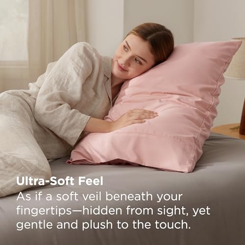 Bedsure Queen Pillow Cases Set of 2 - Blush Pink 20x30in Soft Microfiber