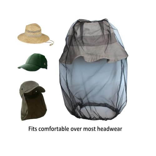 4pack Mosquito Head Net Mesh, Bug Net for Head, Hats with Netting for Men Women,Insect Shield Face Mask Cover for Camping, Hiking, Fishing, Gardening