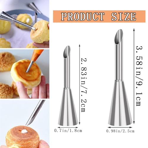 KuuGuu 6-Piece Stainless Steel Cream Puff Piping Nozzle Tip Set