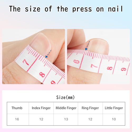 Biutee Long French Tip Press on Nails Black Bows Rhinestone False Nails