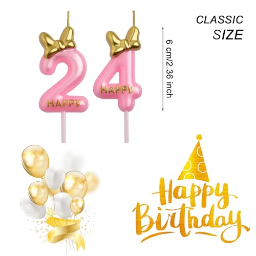 Rose Gold Birthday Candles Set for 24th & 42nd Celebrations