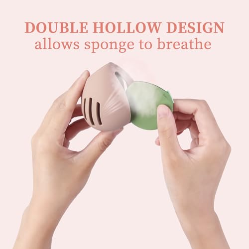 Portable Makeup Sponge Holder - Vented Silicone Egg-Shaped Case