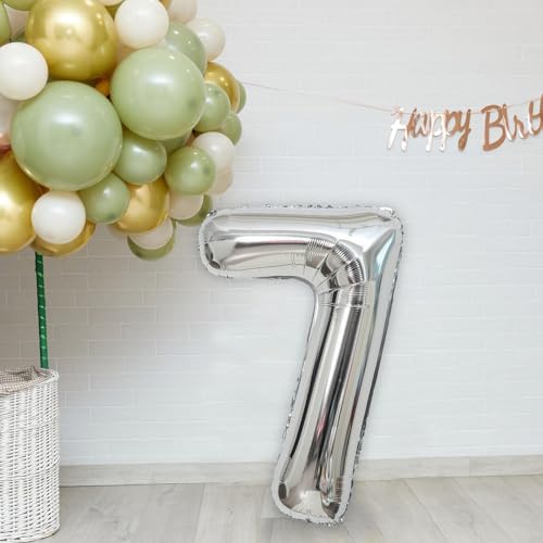 40 Inch Silver Number 7 Balloon – Large Mylar Foil Decoration