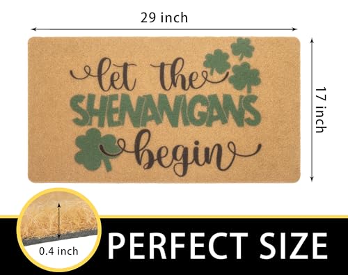 St. Patrick's Day Shamrock Welcome Doormat - 17" x 29" Non-Slip Entry Rug