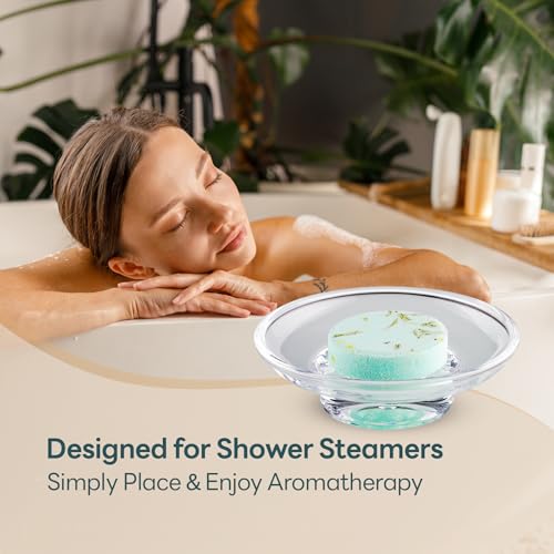 NiHome Glass Shower Steamer Holder - No-Clog Aromatherapy Tray