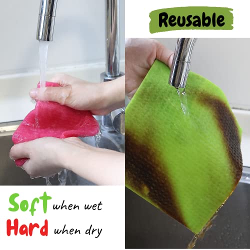 Reusable Cloth Dish Towels - Pack of 6, Multi-Color Kitchen & Bathroom Cleaning Cloths