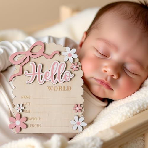 Hello World Baby Announcement Sign - Double-Sided HW3 for Newborn Photos