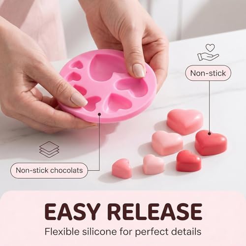 Heart Silicone Molds Set - 2PCS for Chocolate, Cake & Jelly