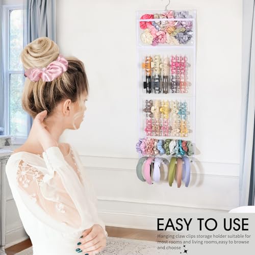 SNOWSTAR Hanging Hair Claw Clip Organizer, Large Wall Storage for Scrunchies