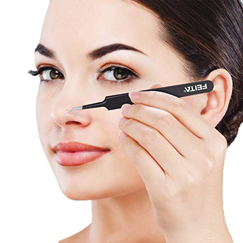 FEITA Curved Blackhead Extraction Tweezers - Surgical Stainless Steel Comedone Extractor Tool for Pimple and Acne Removal