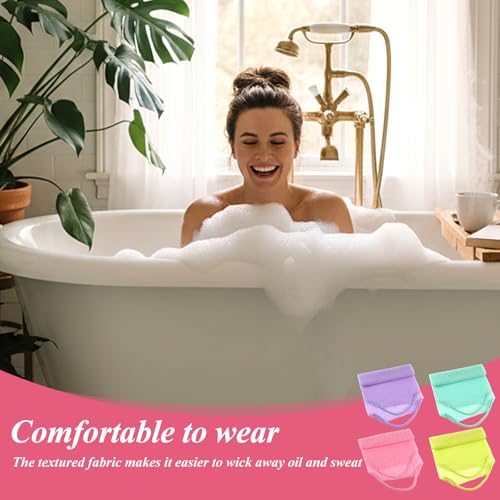 Yuomeaz 4 Pcs Exfoliating Back Scrubber & Nylon Shower Washcloth Set