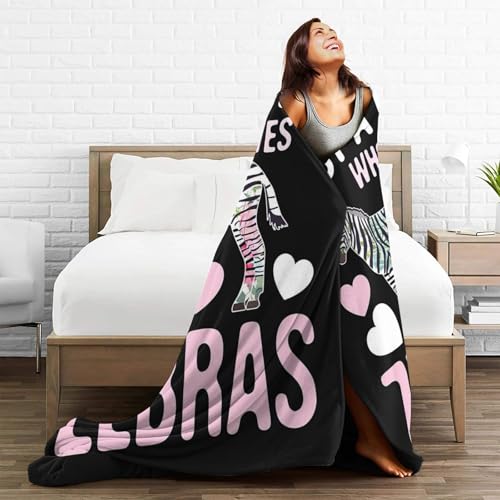 Just A Girl Who Loves Zebras Throw Blanket - Soft Flannel Fleece 50"x40"