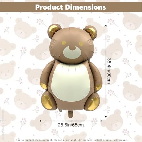 35-Inch Gold Bear Foil Balloons - 2 Pack for Baby Showers & Parties