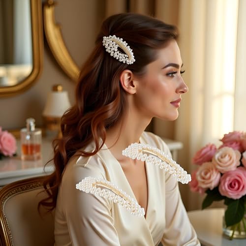 Pearl Hair Clips & Barrettes Snap Hair Styling Pins 2Pcs