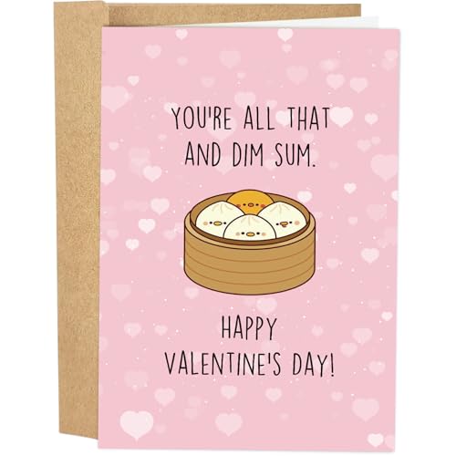 Dim Sum Valentine's Day Card Cute Funny Food Pun Greeting Card for Partner