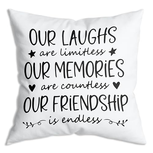 Best Friend Throw Pillow Cover 18x18 - Unique Gift for Women