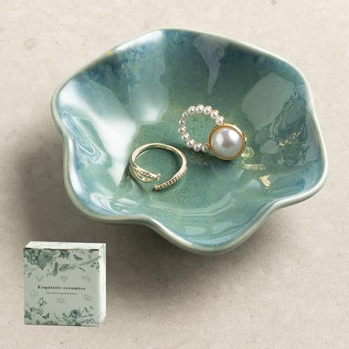 NAIYANJA Green Ceramic Lotus Leaf Trinket Dish Jewelry Ring Holder