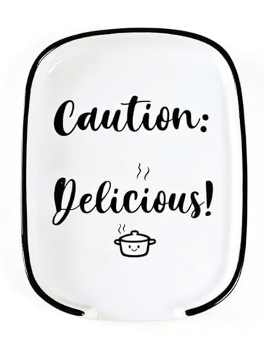Kezario Ceramic Spoon Rest - Heat Resistant Utensil Holder with Funny Quote