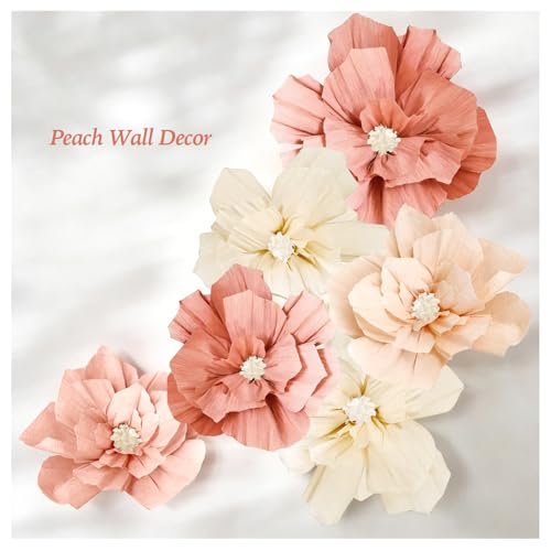Beige and Peach Paper Flowers - Boho Party Decorations Set
