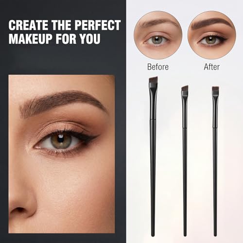 Aphumedc 12-Piece Eyeliner and Brow Brush Set - Angled Brushes