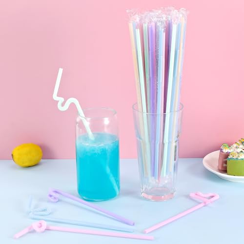 Disposable Bendy Drinking Straws - 100 Pack, 10.24" Long, Colorful & Flexible