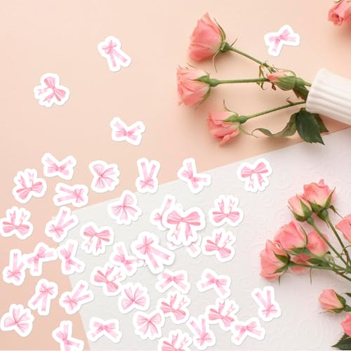 200pcs Pink Bow Confetti Decorations for Baby Shower & Weddings