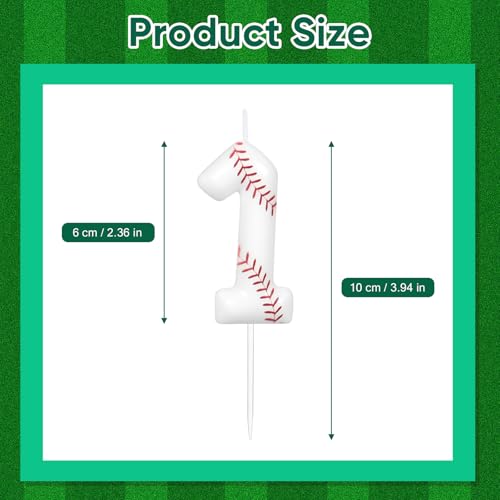 White Number 1 Baseball Candle for Birthday Party Decorations