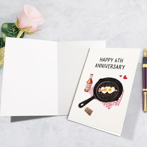 Funny 6 Year Iron Anniversary Card for Husband or Wife, Blank Inside