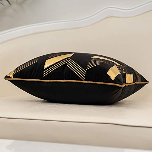Alerfa 20x20 Inches Black Gold Striped Cushion Cover - Decorative Pillow Case for Couch & Bedroom