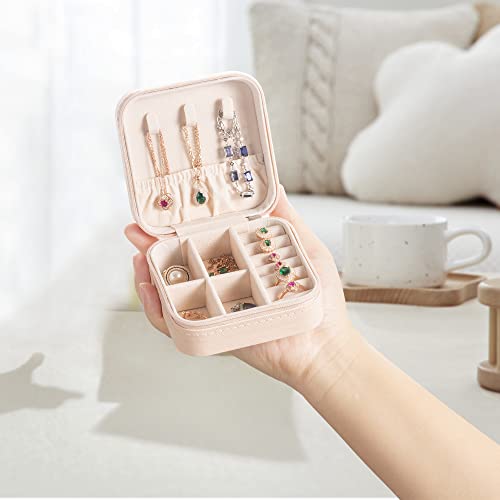 Pink Mini Jewelry Travel Case - Portable Organizer for Rings & Necklaces