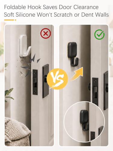 4 Pack Adhesive Hooks for Wall - No Damage, Adjustable Towel & Storage Hooks