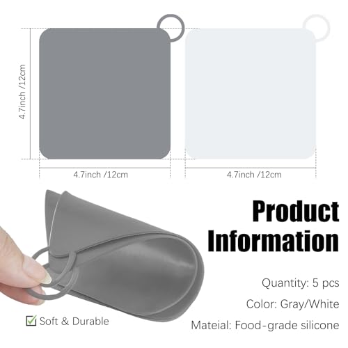 GIYAWA Gray Silicone Drain Cover 5 Pack - Anti-Odor Bathtub & Sink Stopper