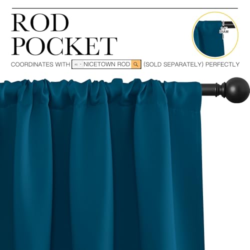 NICETOWN 2 Panels Blackout Curtains, Moroccan Blue 70" x 95"