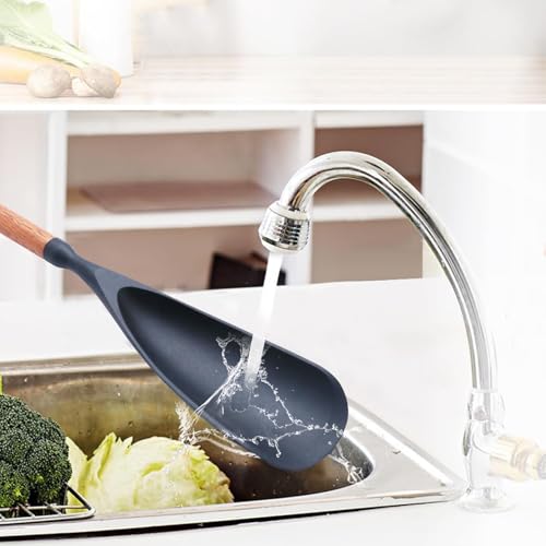 Silicone Cooking Spoon with Wooden Handle - Heat-Resistant & BPA-Free