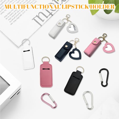 9-Piece PU Leather Lipstick Holder Keychain and Lip Gloss Case Set