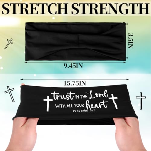 5 Pcs Christian Athletic Headbands Cross Headband for Men Women Bible Verse Workout Stretchy Sports Sweat Bands