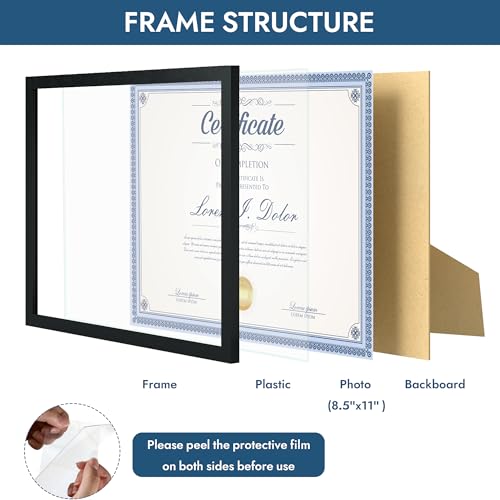 Hongkee Black 8.5x11 Picture Frame for Document & Certificate Display