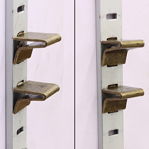 Xadnitu Adjustable Steel Pilaster Shelf Clips - 14 Pack, Bronze