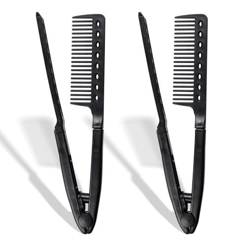 Hair Straightening Comb V-Shaped Detangling Styling Tool 2-Pack