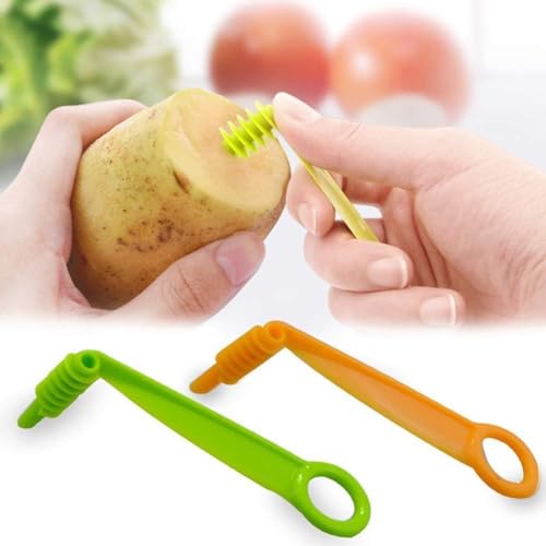 Jinshining Green Spiral Vegetable Slicer - Manual Cucumber, Potato & Carrot Cutter