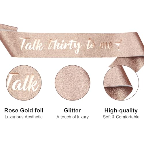 Rose Gold Glitter 30th Birthday Sash for Women - Elegant Party Decor