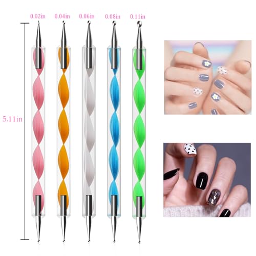 HomTop 8-Piece Nail Art Brush and Dotting Tools Set for DIY Manicure