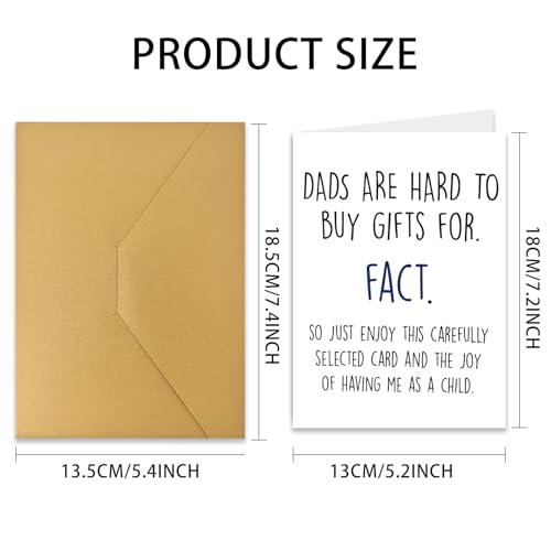 Funny Father's Day Card for Dad with Gold Envelope - 5x7