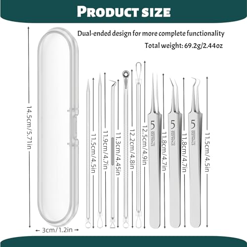 Blackhead Remover Tool Set - 8-Piece Stainless Steel Pimple Extractor Kit