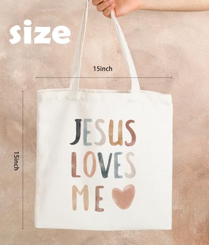 Jesus Love Me Bible Tote Bag - Inspirational Christian Church Gift