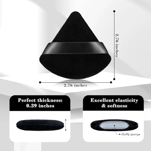 RAREIUS 8-Piece Triangular Velvet Makeup Powder Puffs for Foundation and Contouring