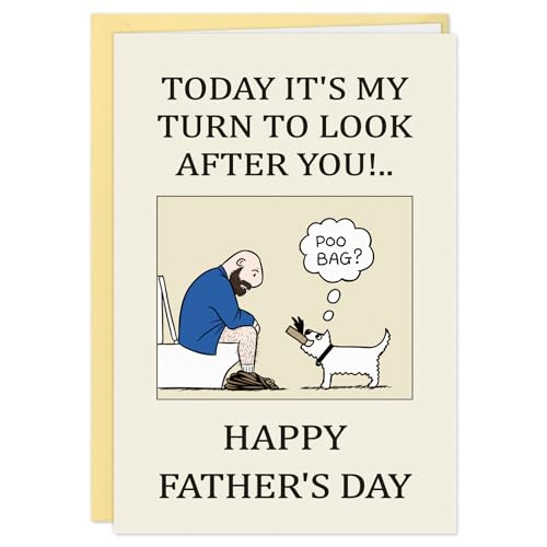 Funny Father's Day Card from Dog - Poo Bag Joke with Envelope