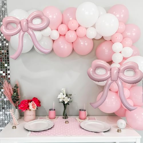 4 Giant Light Pink Bow Balloons for Girls' Party Decor